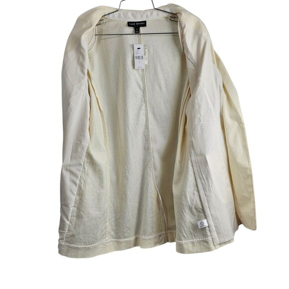 Bryant New Linen Blend Notched Collar Long Sleeve Off White Blazer - Picture 6 of 13